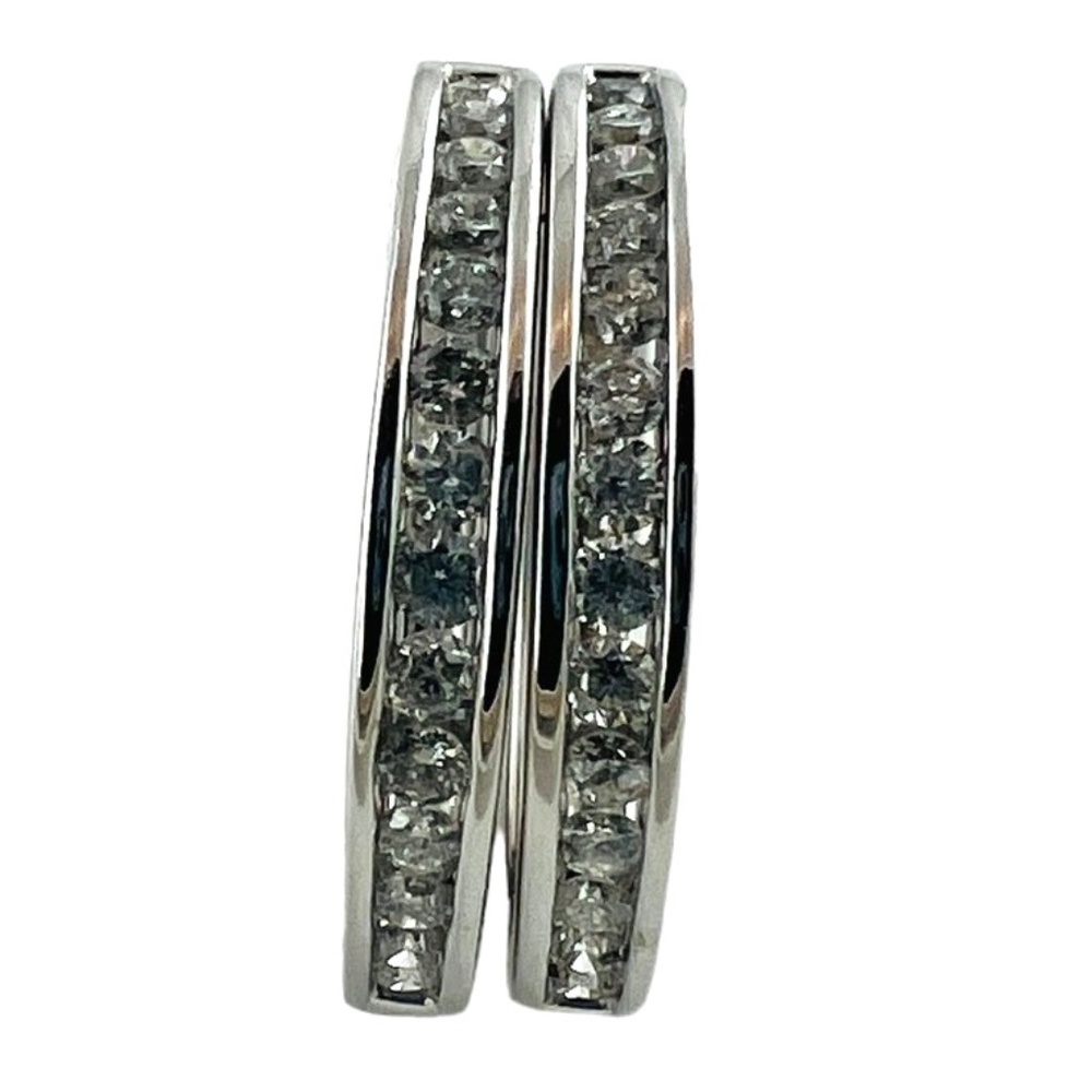 14 Karat White Gold Diamond Round Hoop Earrings #16756